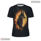 Fierce Wolf Animal Graphic Art 3D Pattern Printed Casual Unisex Tee Shirt Styles
