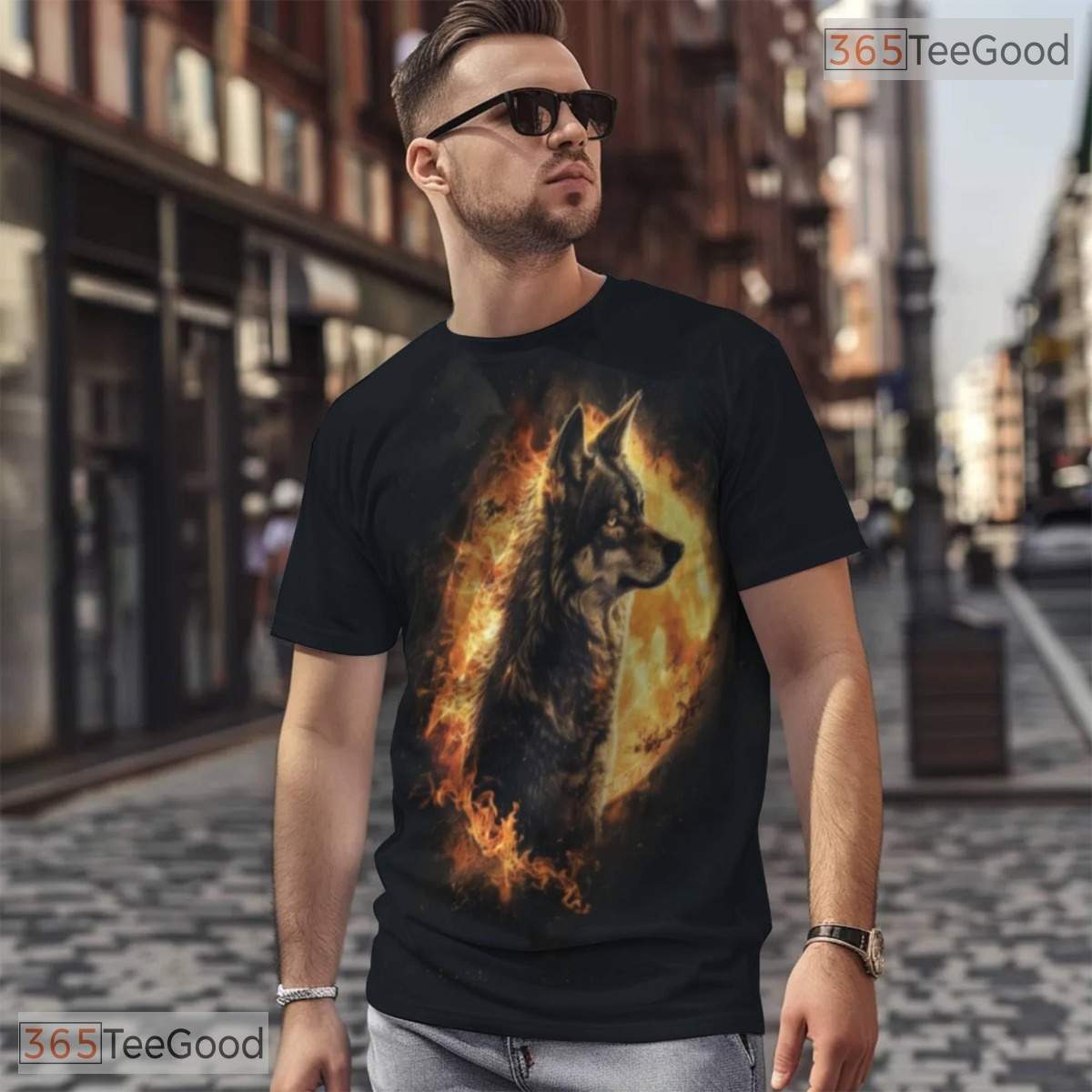 Fierce Wolf Animal Graphic Art 3D Pattern Printed Casual Unisex Tee Shirt Styles