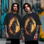 Fierce Wolf Animal Graphic Art 3D Pattern Printed Casual Unisex Tee Shirt Styles