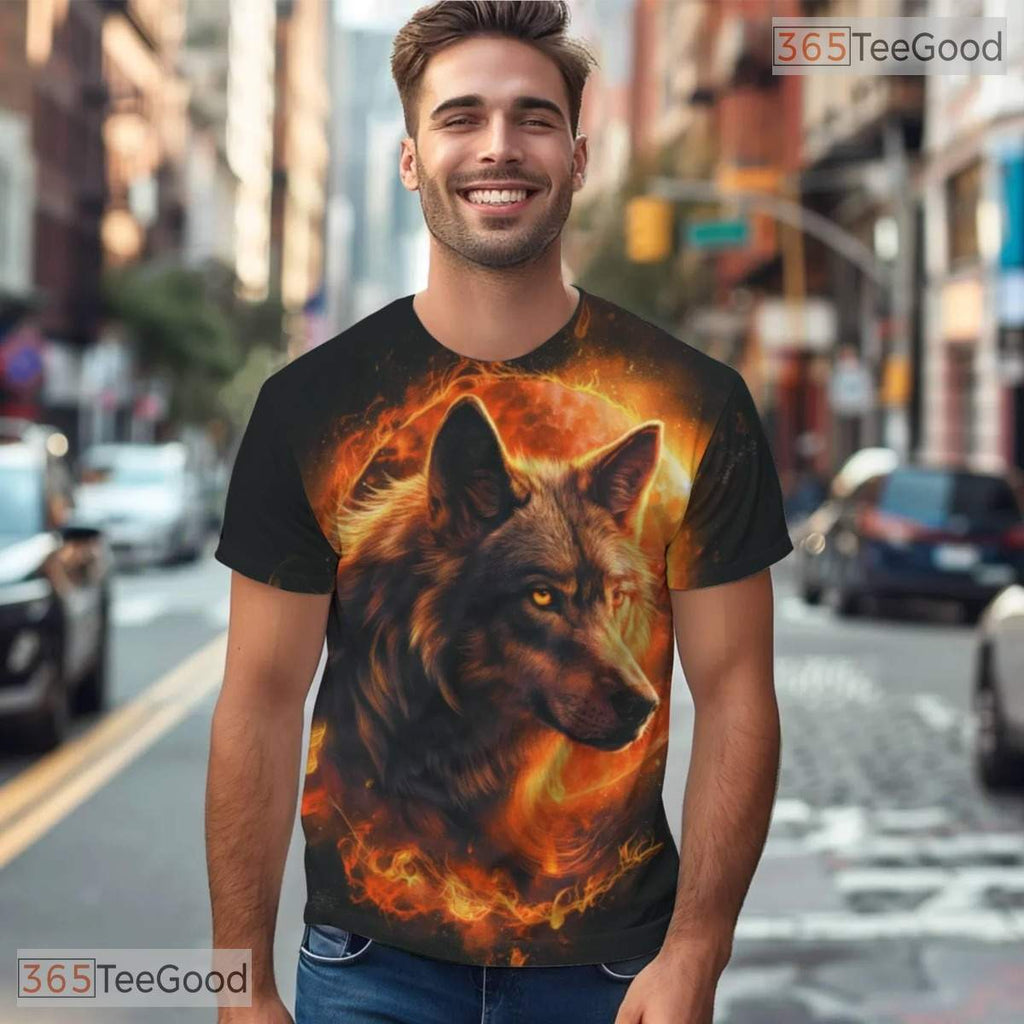 Majestic Wolf Nature Graphic 3D Pattern Printed Casual Unisex Tee Shirt Tops Style