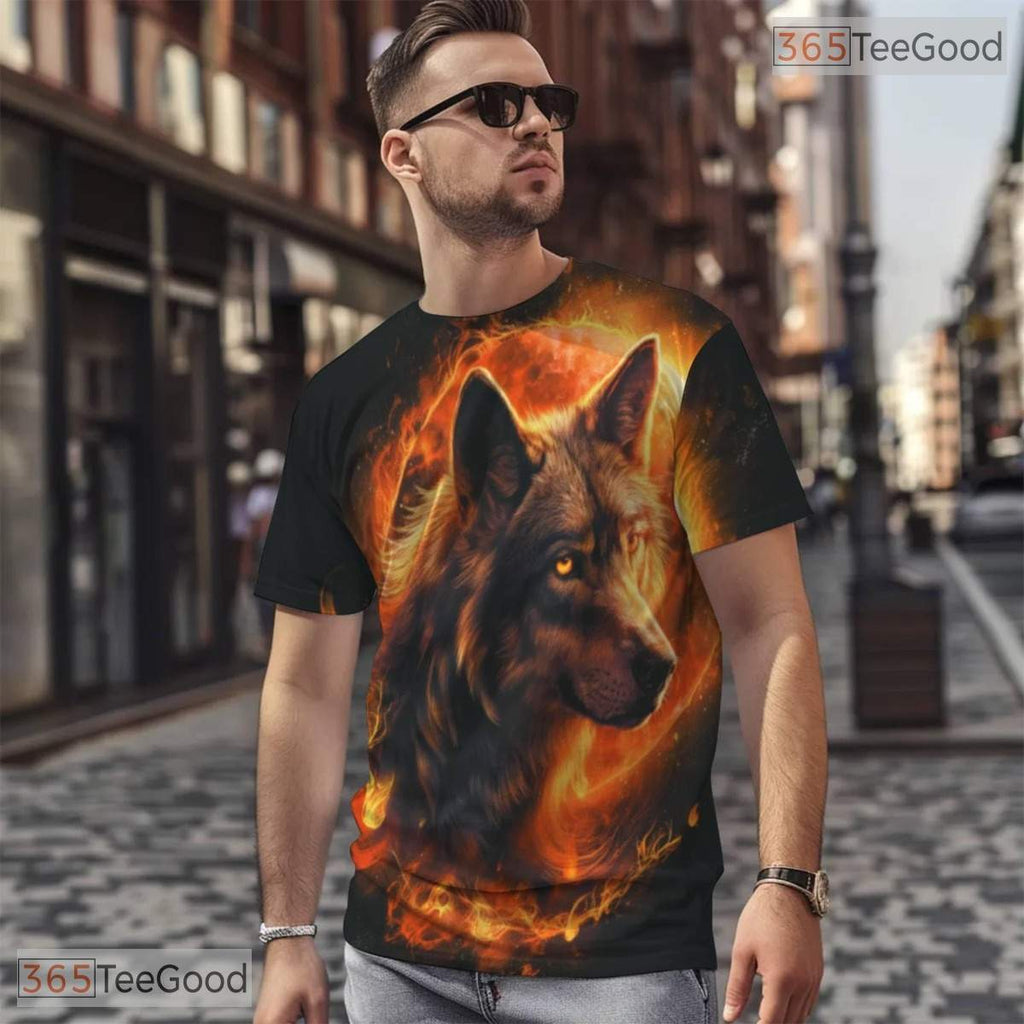 Majestic Wolf Nature Graphic 3D Pattern Printed Casual Unisex Tee Shirt Tops Style