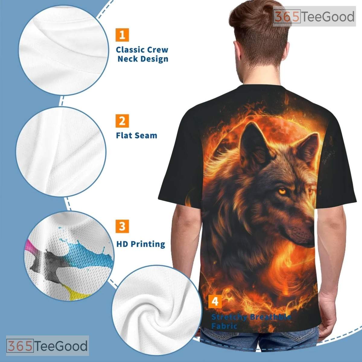 Majestic Wolf Nature Graphic 3D Pattern Printed Casual Unisex Tee Shirt Tops Style