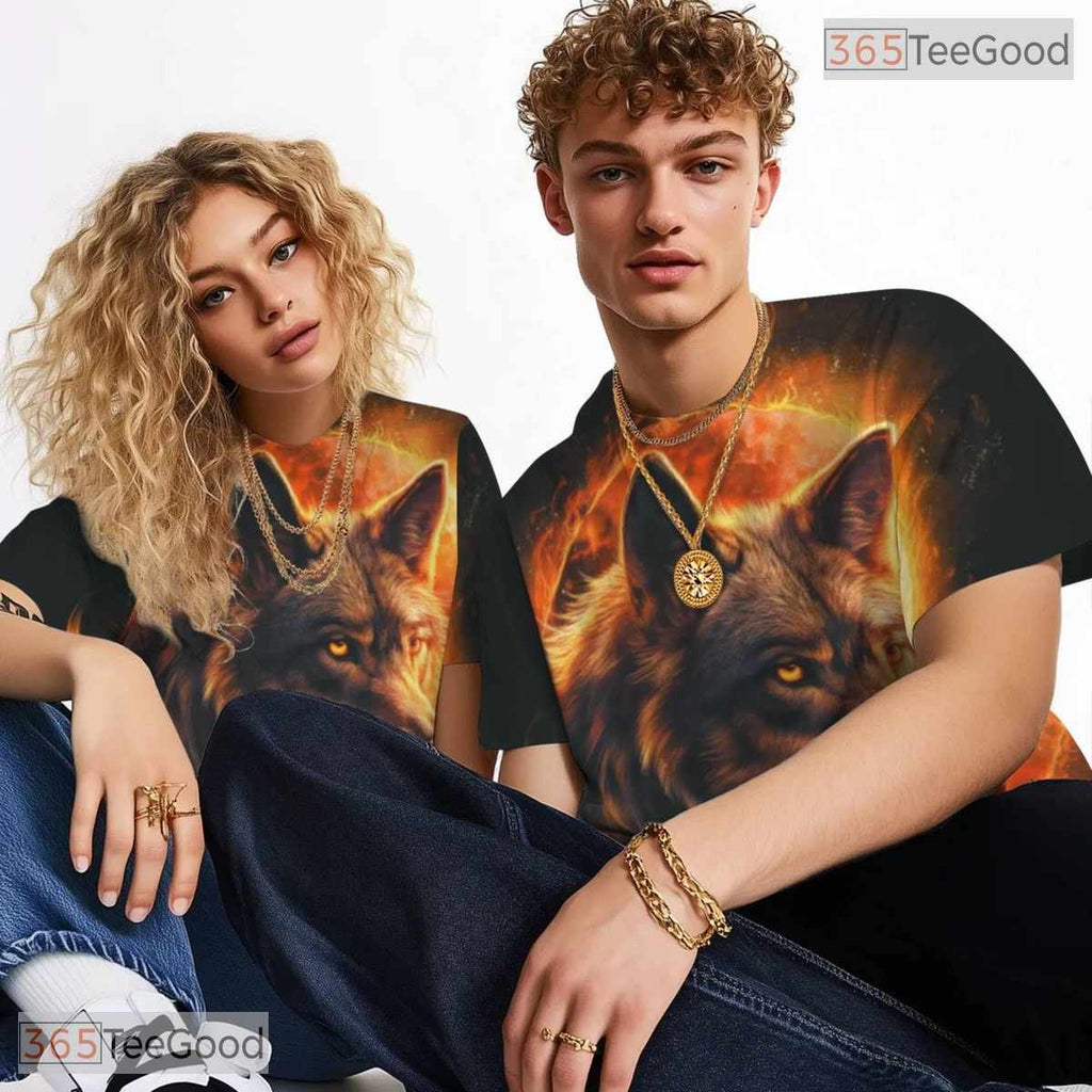 Majestic Wolf Nature Graphic 3D Pattern Printed Casual Unisex Tee Shirt Tops Style