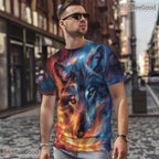 Wild Wolf Animal Graphic Nature 3D Pattern Printed Casual Unisex Tee Shirt Styles