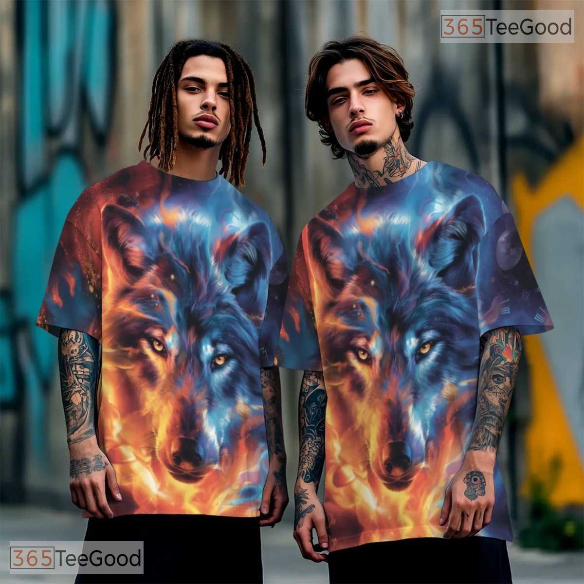 Wild Wolf Animal Graphic Nature 3D Pattern Printed Casual Unisex Tee Shirt Styles