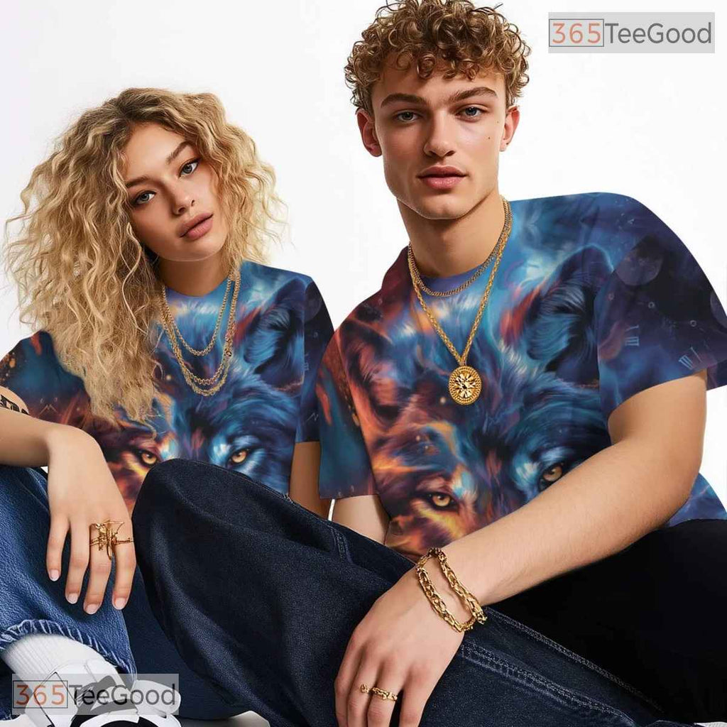 Wild Wolf Animal Graphic Nature 3D Pattern Printed Casual Unisex Tee Shirt Styles