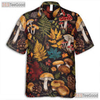 Women's Nature Mushroom Hawaiian Tee - Fungi Fern Botanical Beach Aesthetic