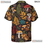 Women's Nature Mushroom Hawaiian Tee - Fungi Fern Botanical Beach Aesthetic