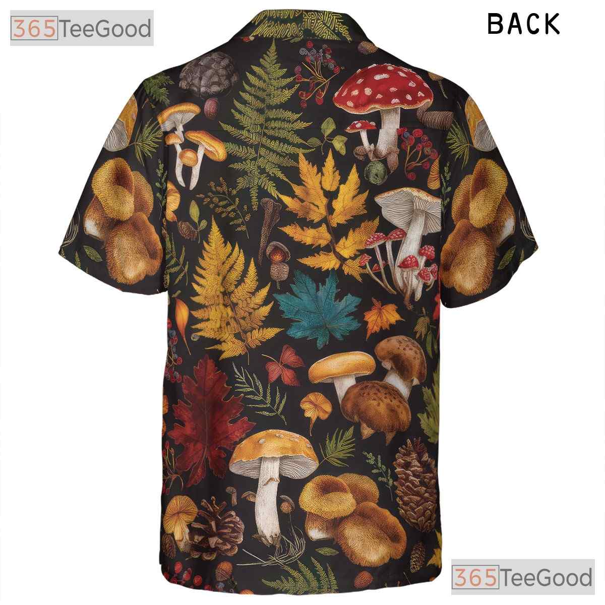 Women's Nature Mushroom Hawaiian Tee - Fungi Fern Botanical Beach Aesthetic