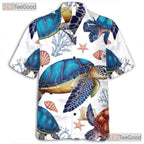 Women's Ocean Sea Turtle Hawaiian Shirt - Marine Life Beach Aesthetic Tee