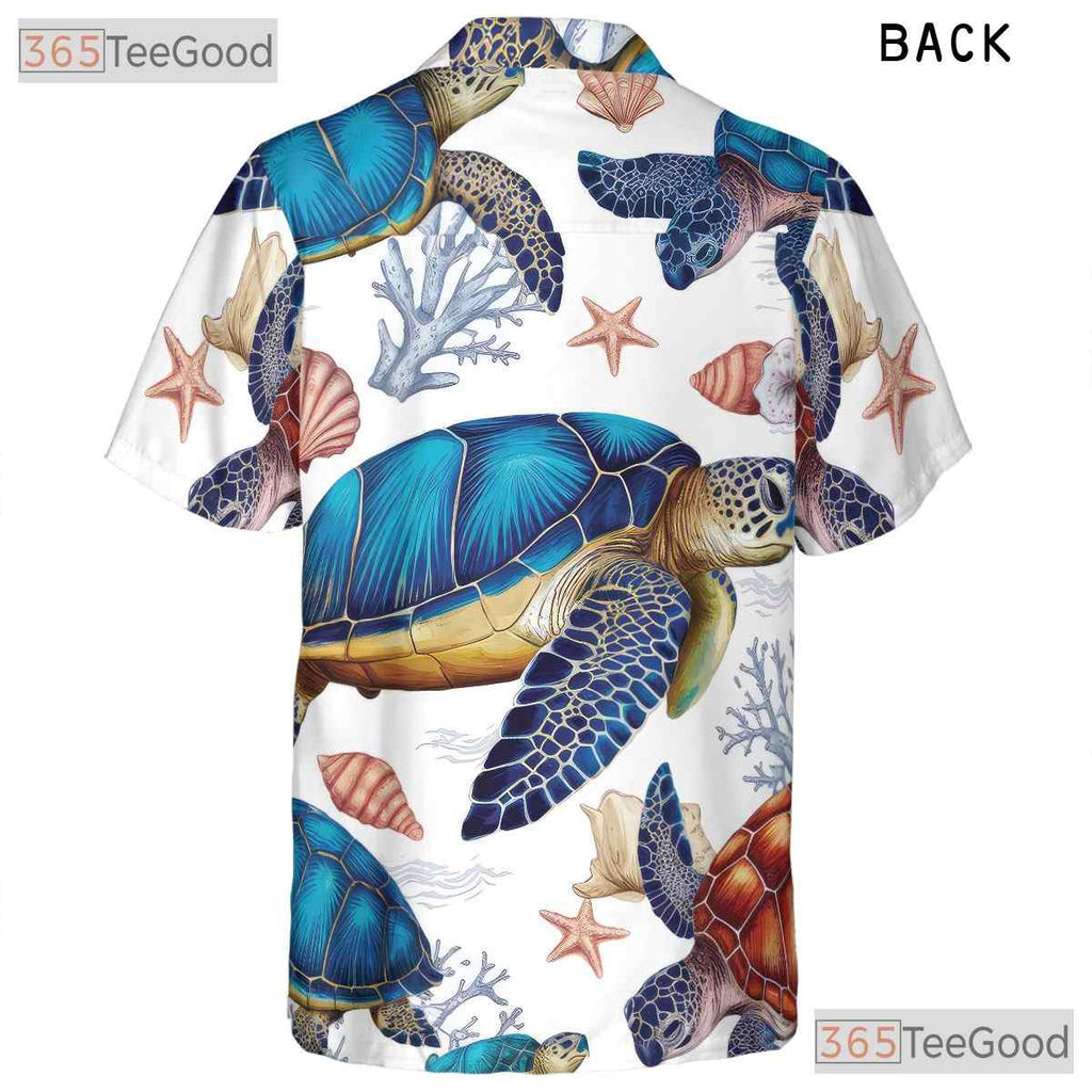 Women's Ocean Sea Turtle Hawaiian Shirt - Marine Life Beach Aesthetic Tee