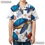 Women's Ocean Sea Turtle Hawaiian Shirt - Marine Life Beach Aesthetic Tee