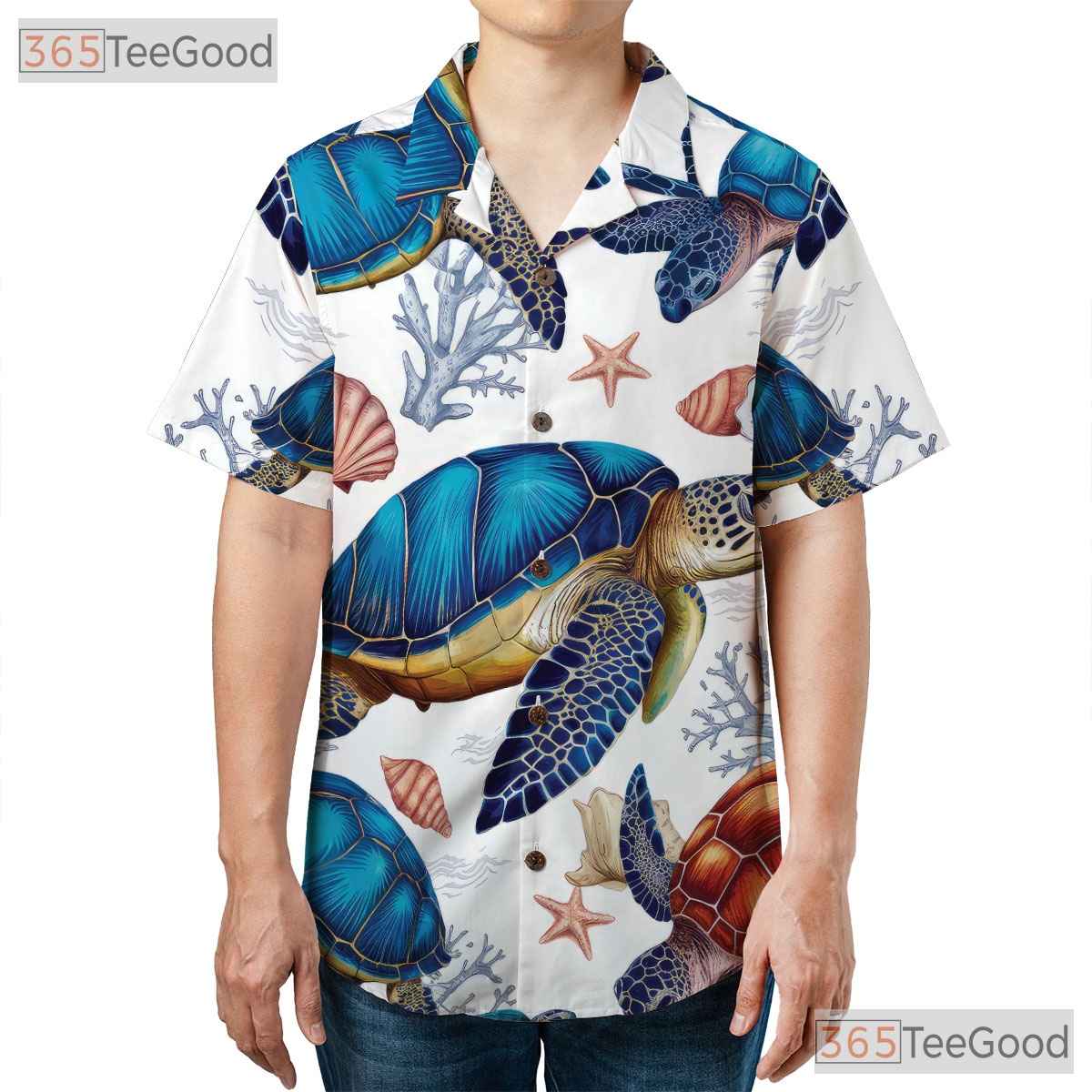 Women's Ocean Sea Turtle Hawaiian Shirt - Marine Life Beach Aesthetic Tee