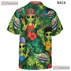 Women's Retro Alien Hawaiian Tee - Funny Space UFO Extraterrestrial Shirt