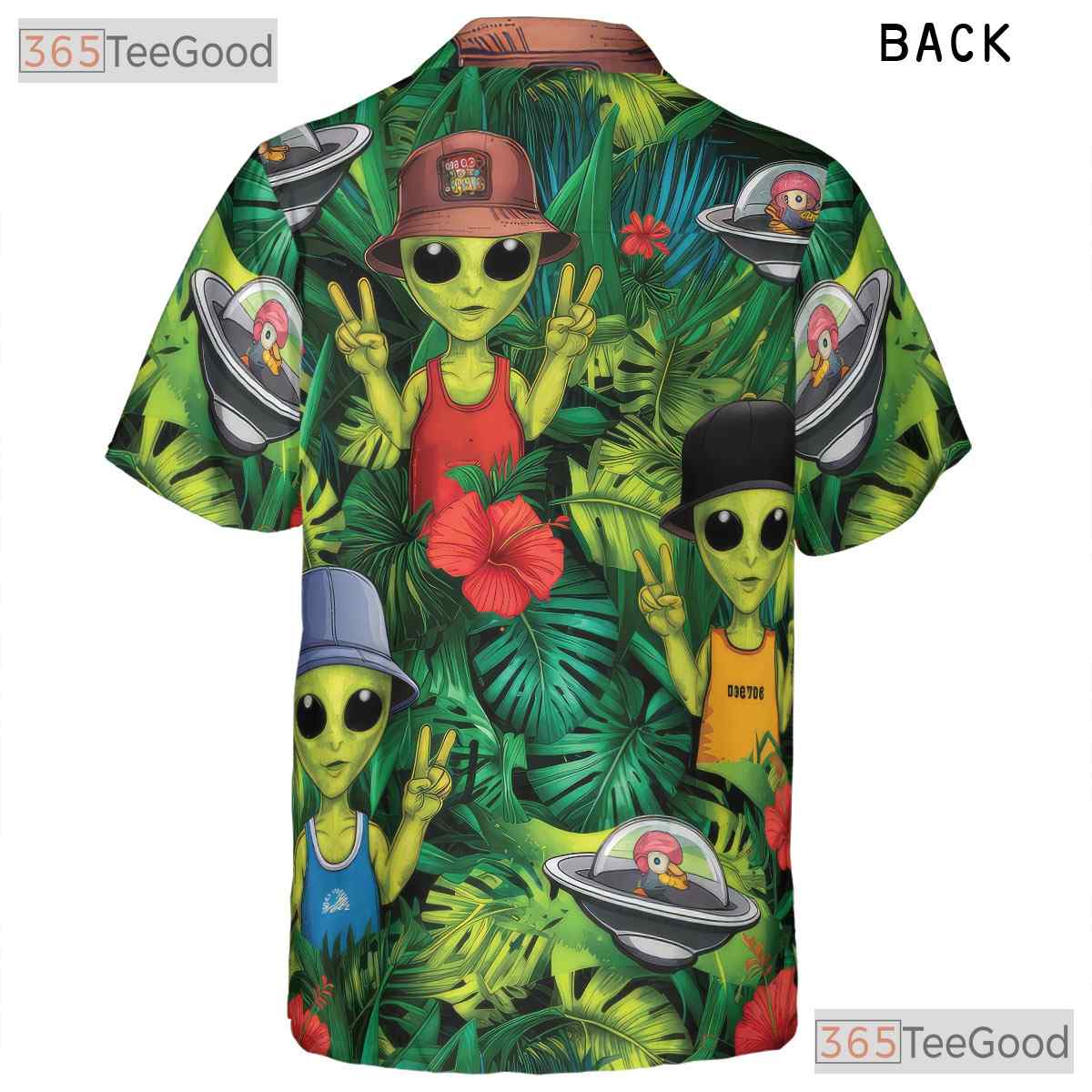Women's Retro Alien Hawaiian Tee - Funny Space UFO Extraterrestrial Shirt