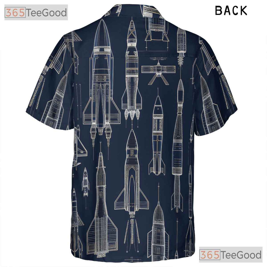 Women's Rocket Ship Hawaiian Tee - Astronaut Shuttle Space Galaxy Outfit