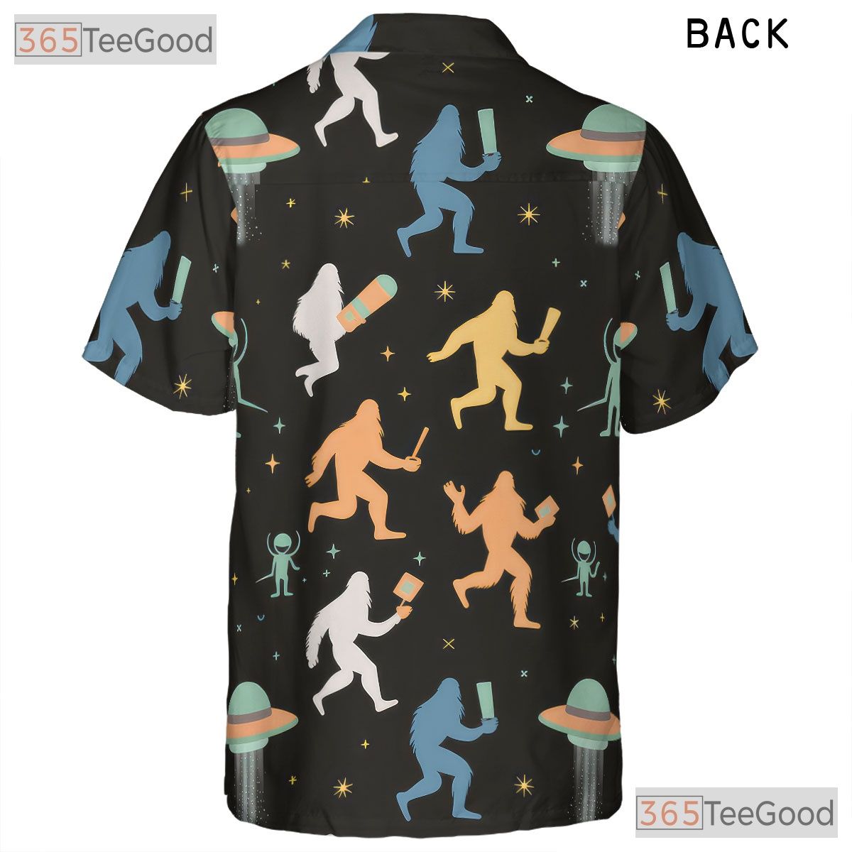 Women's Sasquatch UFO Hawaiian Tee - Alien Cryptid Space Aloha Beachwear