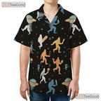Women's Sasquatch UFO Hawaiian Tee - Alien Cryptid Space Aloha Beachwear