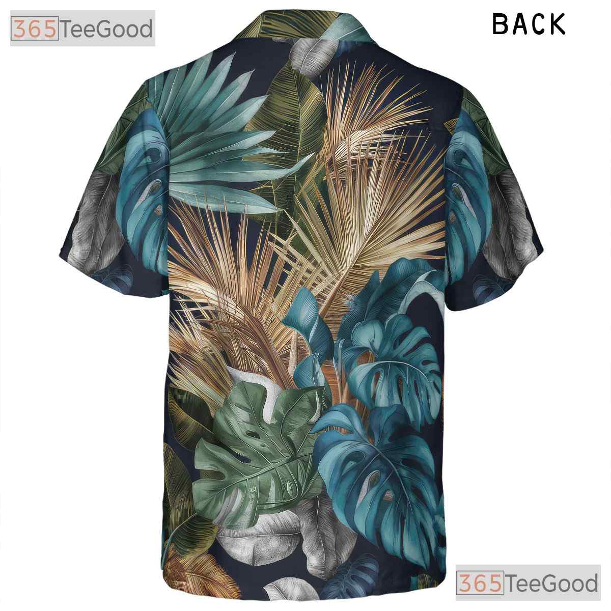 Women's Tropical Palm Leaf Hawaiian Tee - Dark Navy Summer Beach Aesthetic Wear