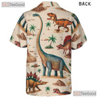 Women's Vintage Prehistoric Dinosaur Hawaiian Tee - Jungle Volcano Print