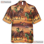 Women's Western Alien Cowboy Hawaiian Tee - Rodeo Sci-Fi Desert Style