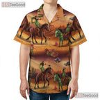 Women's Western Alien Cowboy Hawaiian Tee - Rodeo Sci-Fi Desert Style