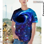 Deep Blue Creative Graphic Art Pattern 3D Printed Casual Unisex Tee Shirt Tops