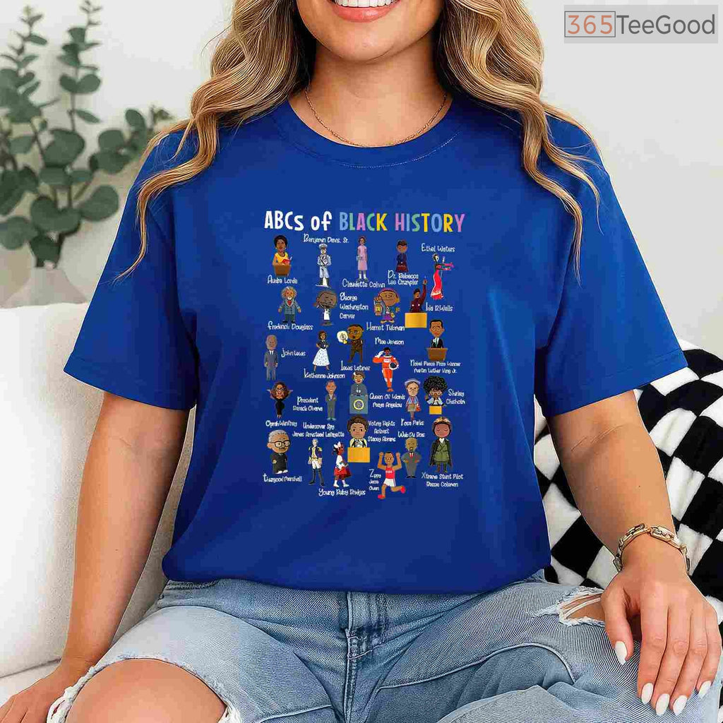 ABCs of Black History Month T-Shirt Juneteenth Education Alphabet Shirt for Men Women & Kids