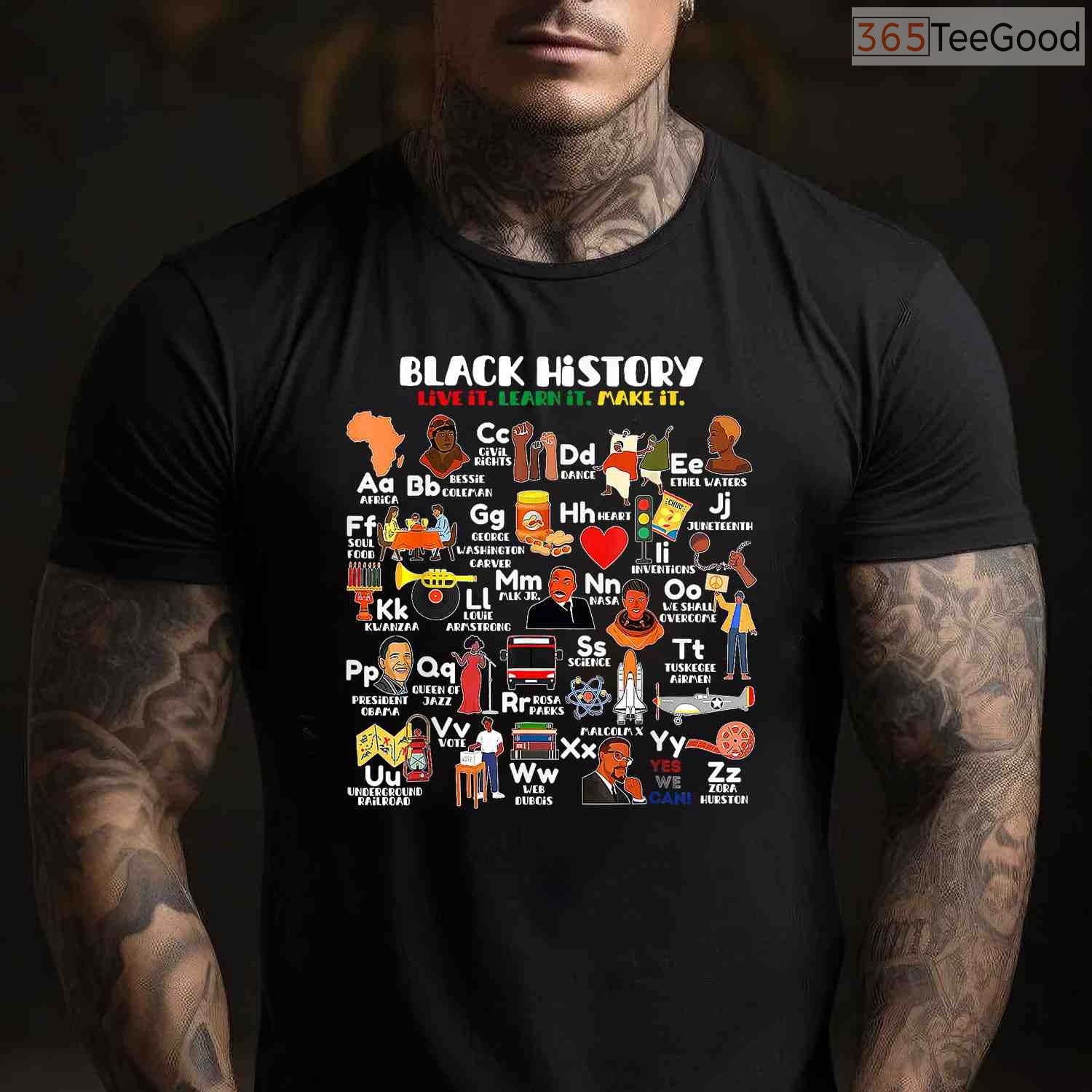 ABCs of Black History Month T-Shirt Live It Learn It Pride Teacher Classroom Shirt