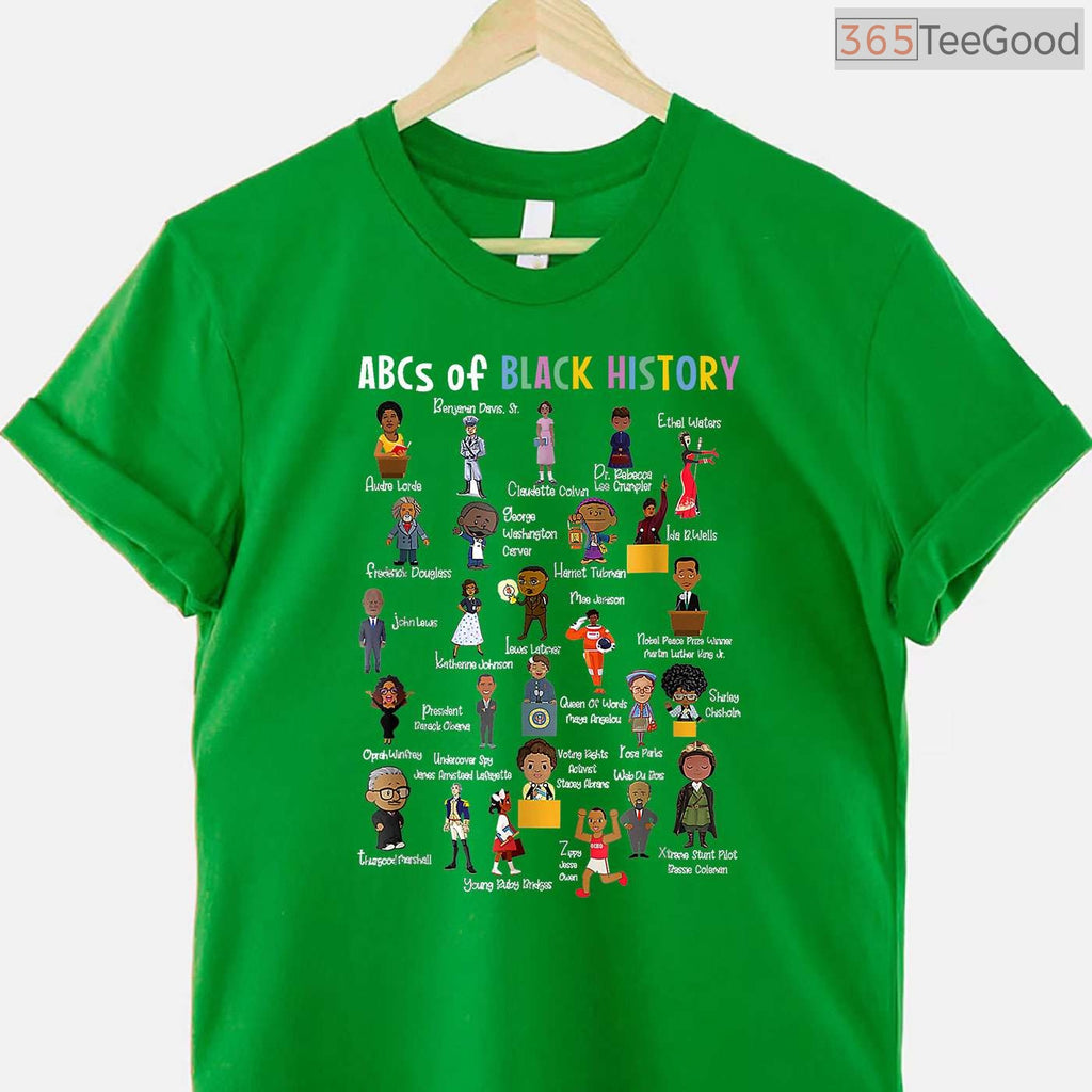 ABCs of Black History Month T-Shirt Juneteenth Education Alphabet Shirt for Men Women & Kids