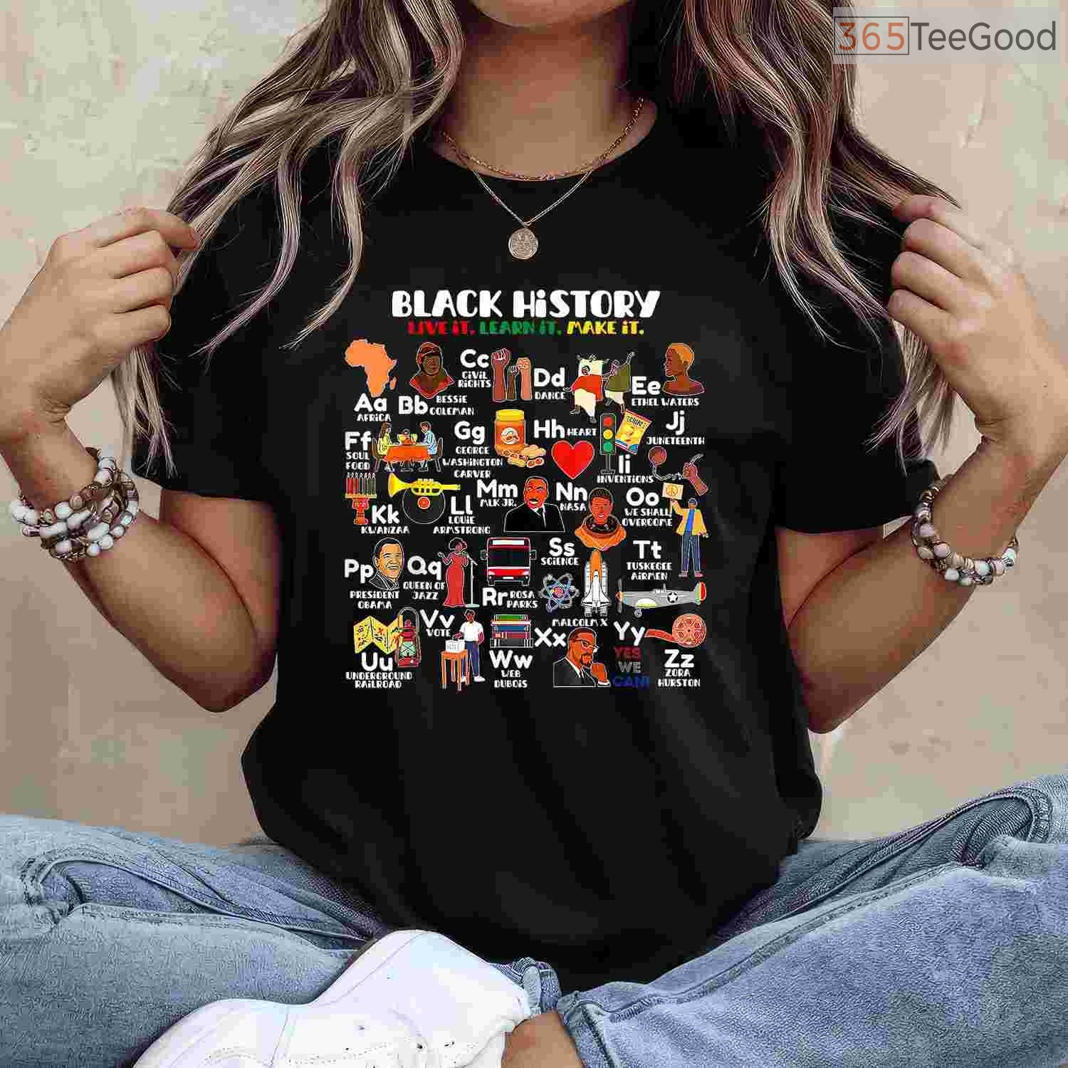 ABCs of Black History Month T-Shirt Live It Learn It Pride Teacher Classroom Shirt