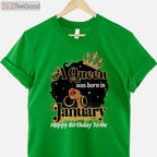 A Queen Was Born In January Birthday Afro Diva Black Woman T-Shirt