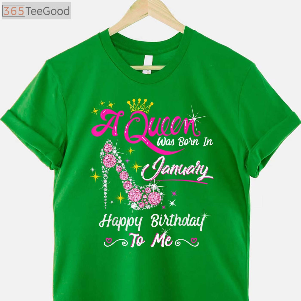 A Queen Was Born in January T-Shirt, January Birthday Gift Shirt for Women, Cute Royal Birthday Tee