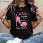 A Queen Was Born in January Birthday T-Shirt for Women, January Birthday Girl High Heel Graphic Tee Gift
