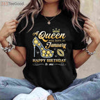 A Queen Was Born in January Women Girls January Birthday T-Shirt