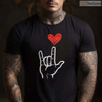 ASL I Love You Hand Sign T-Shirt, American Sign Language Heart Valentine Shirt for Women Kids Men