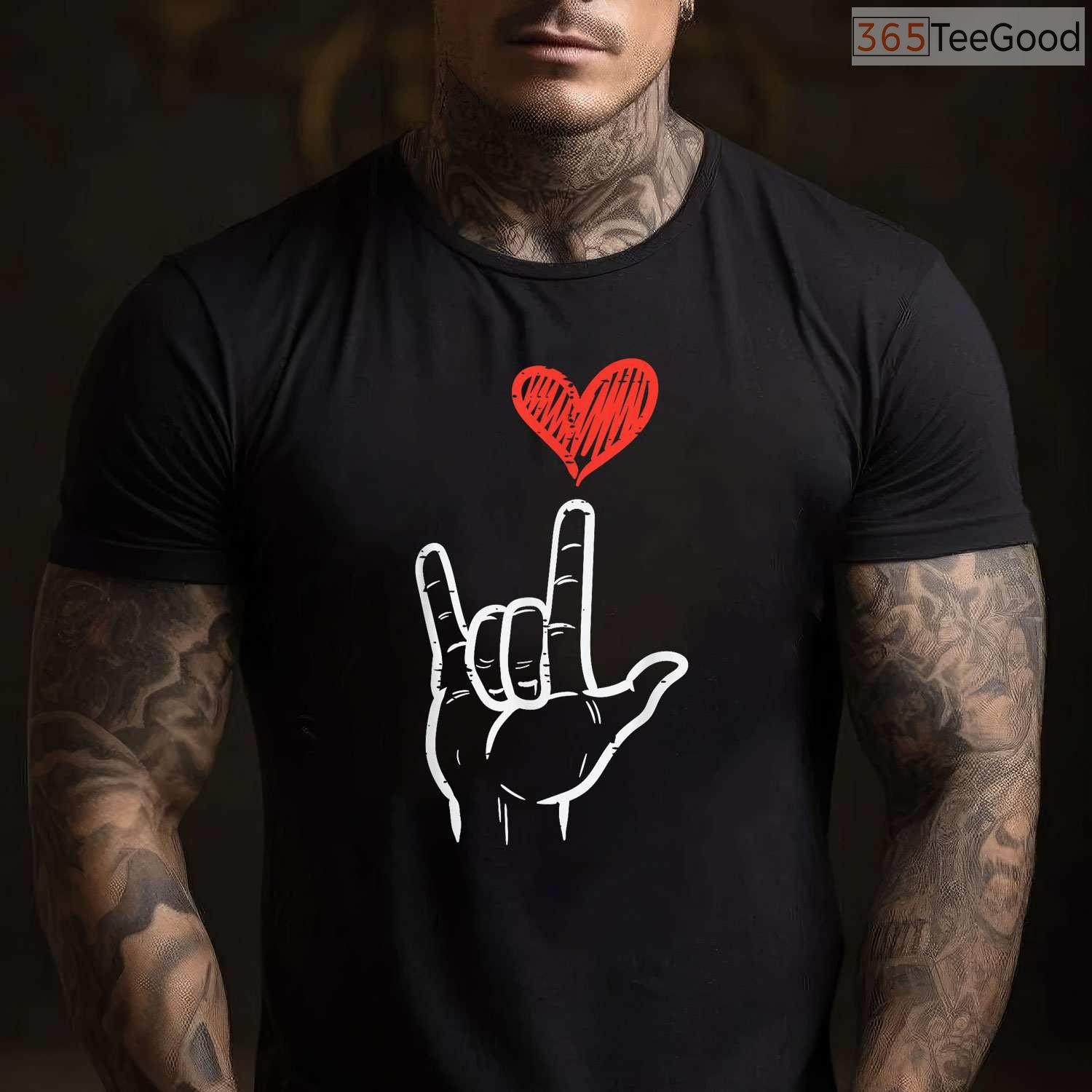 ASL I Love You Hand Sign T-Shirt, American Sign Language Heart Valentine Shirt for Women Kids Men