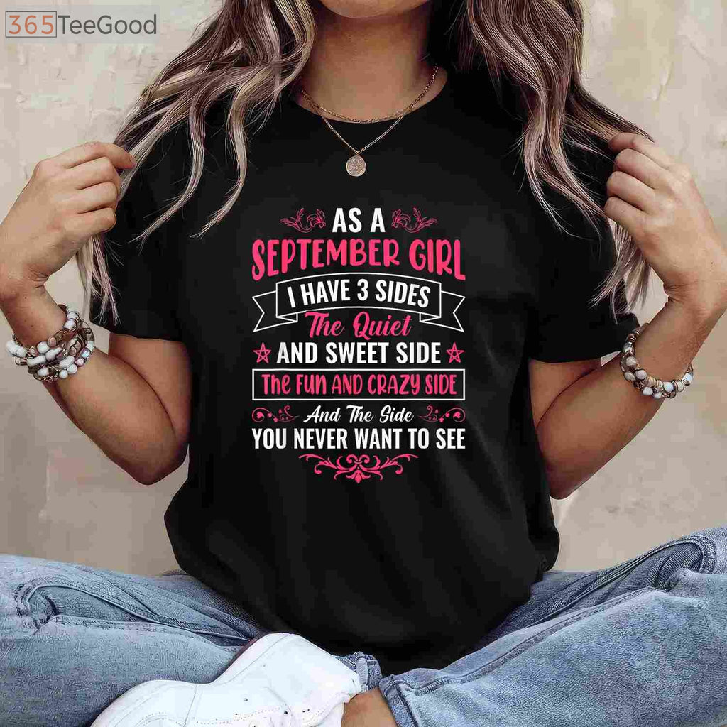 A True September Girl Birthday T-Shirt - Aesthetic Virgo & Libra Gift for Women