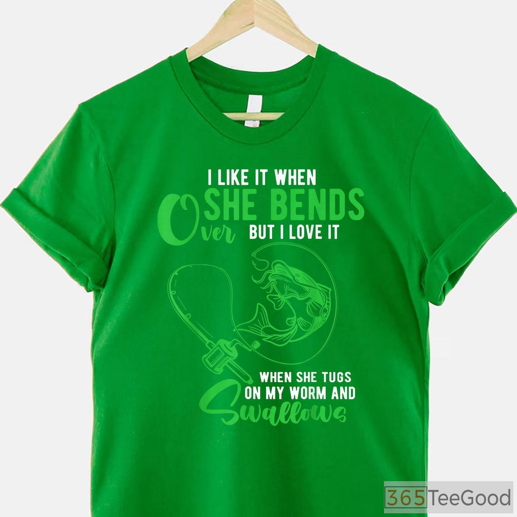 Adult Humor Bends Over Fishing Shirt - Sarcastic Rod Action Joke Tee for Men