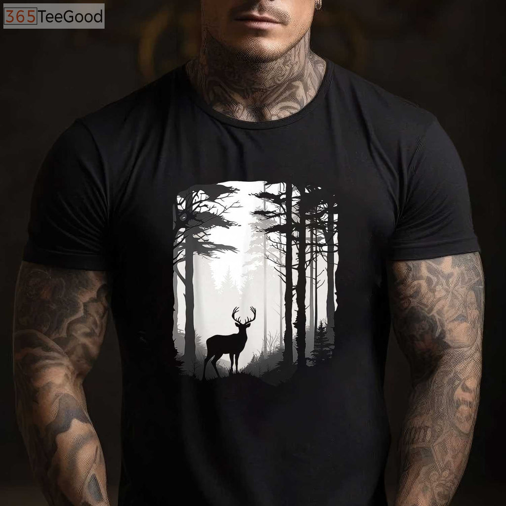 Aesthetic Deer Forest Wildlife Hunting T-Shirt, Nature Inspired Hunter Apparel