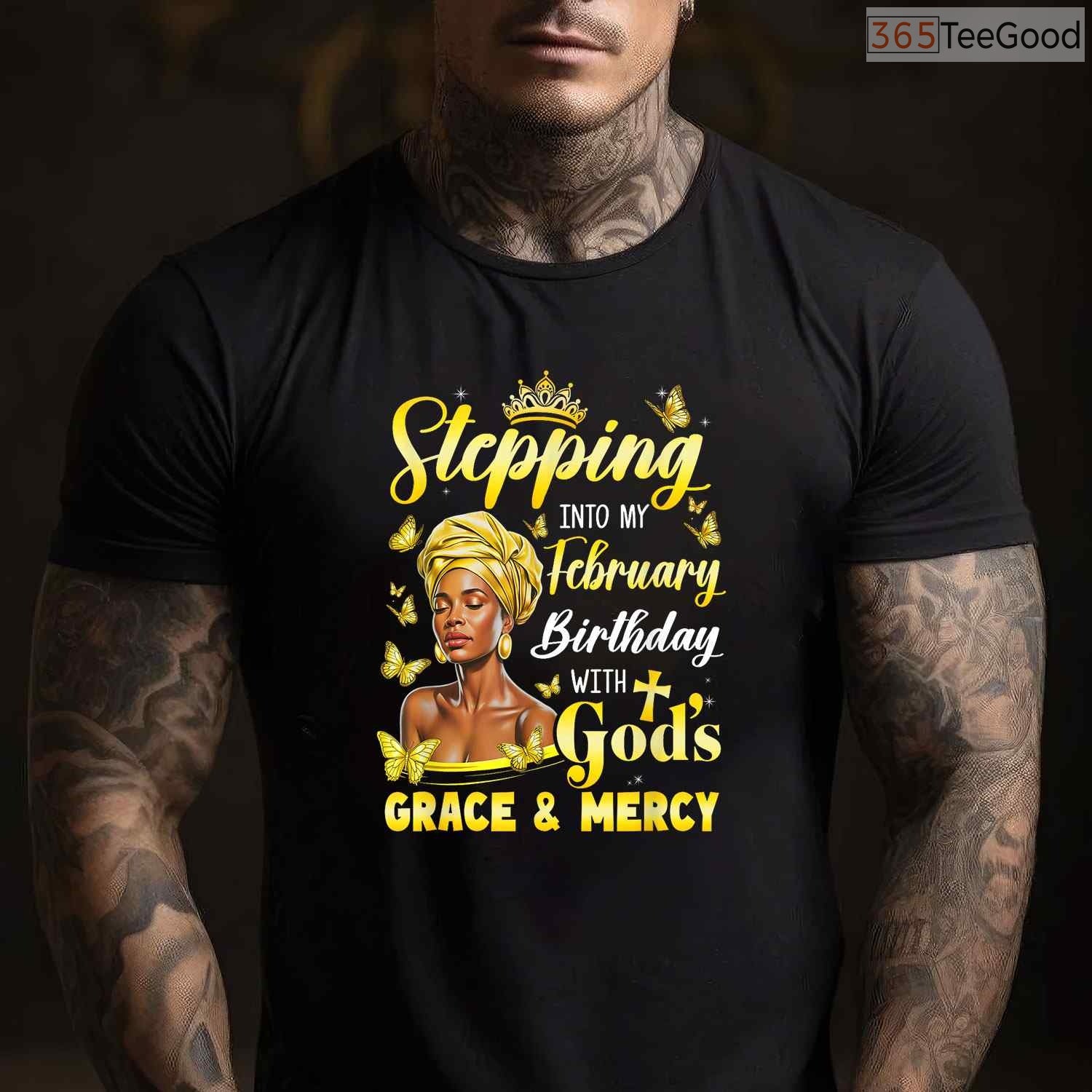 Afro Woman February Birthday Shirt – Stepping Into My Birthday Religious T-Shirt