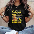 Afro Woman February Birthday Shirt – Stepping Into My Birthday Religious T-Shirt