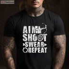 Aim Shoot Swear Repeat Hunting Shirt, Funny Bow and Arrow Archery Tee