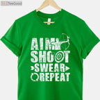Aim Shoot Swear Repeat Hunting Shirt, Funny Bow and Arrow Archery Tee