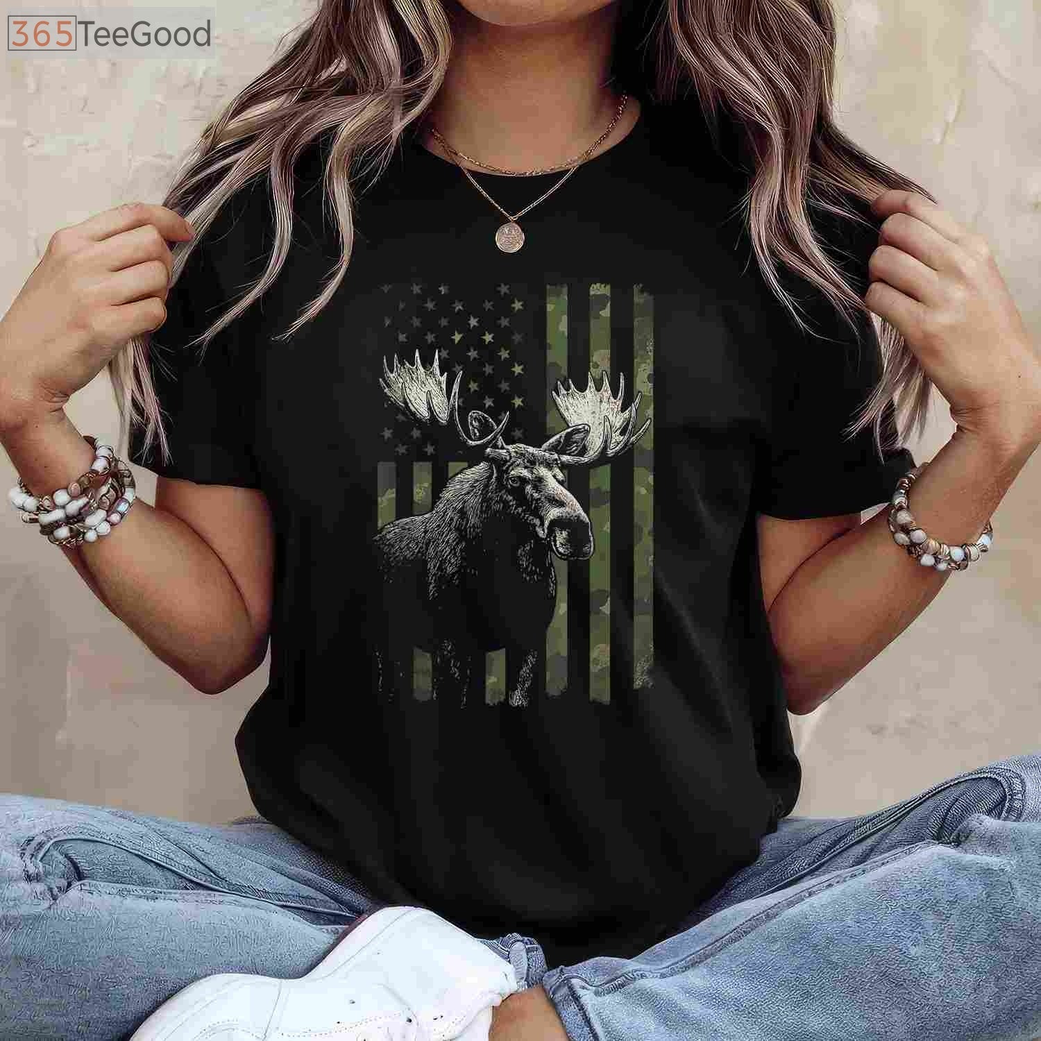 Alaska Moose USA Flag Shirt, Majestic Wildlife Hunter National Park Tee