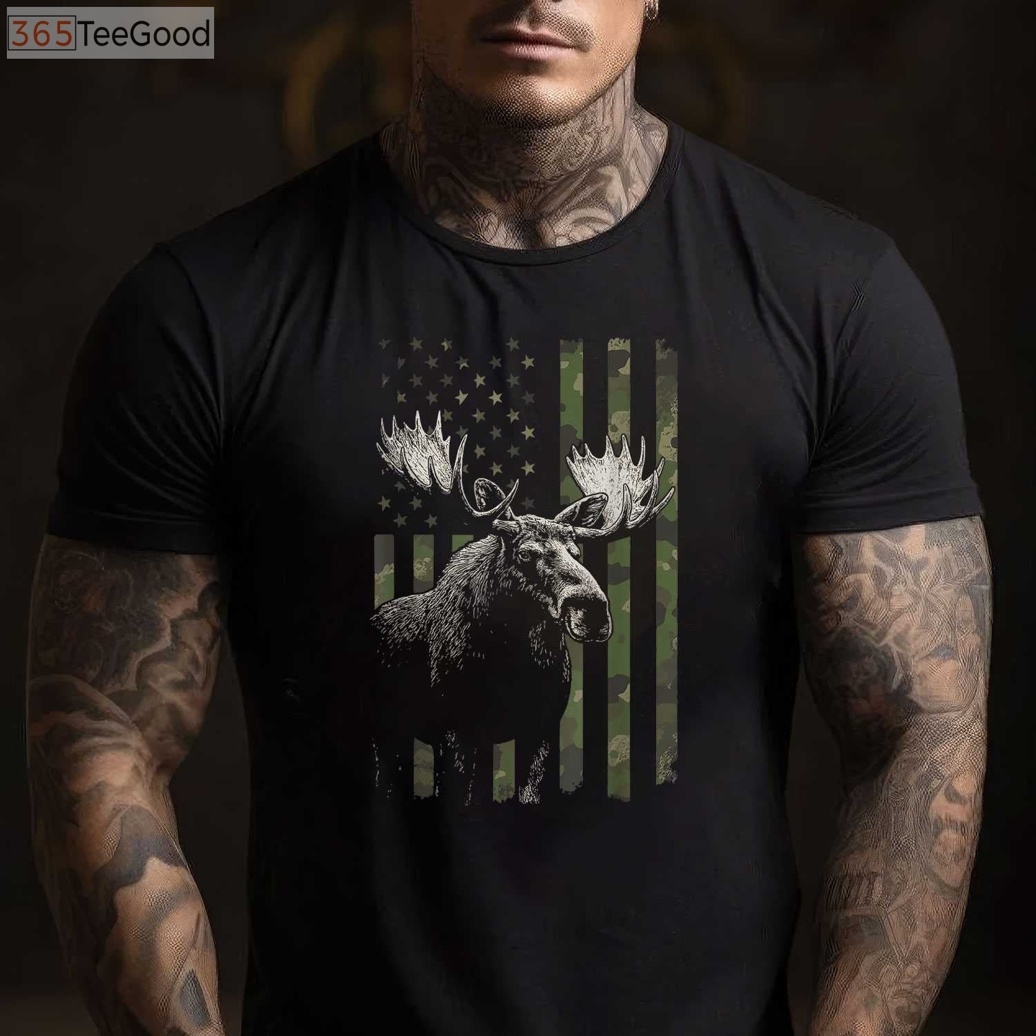 Alaska Moose USA Flag Shirt, Majestic Wildlife Hunter National Park Tee