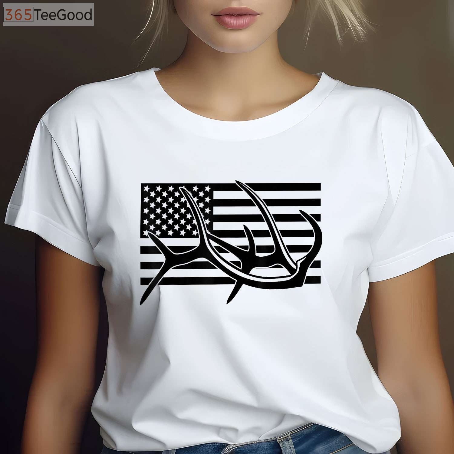 American Flag Outdoor Antlers Shirt, BASBO Elk and Deer Hunting Graphic Tee