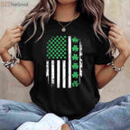 American Flag with Shamrocks St Patrick’s Day T-Shirt, Irish USA Patriotic Shirt