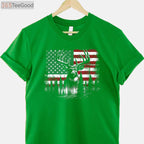 American Flag Deer Hunting T-Shirt - Whitetail Buck Antlers Hunter Gift
