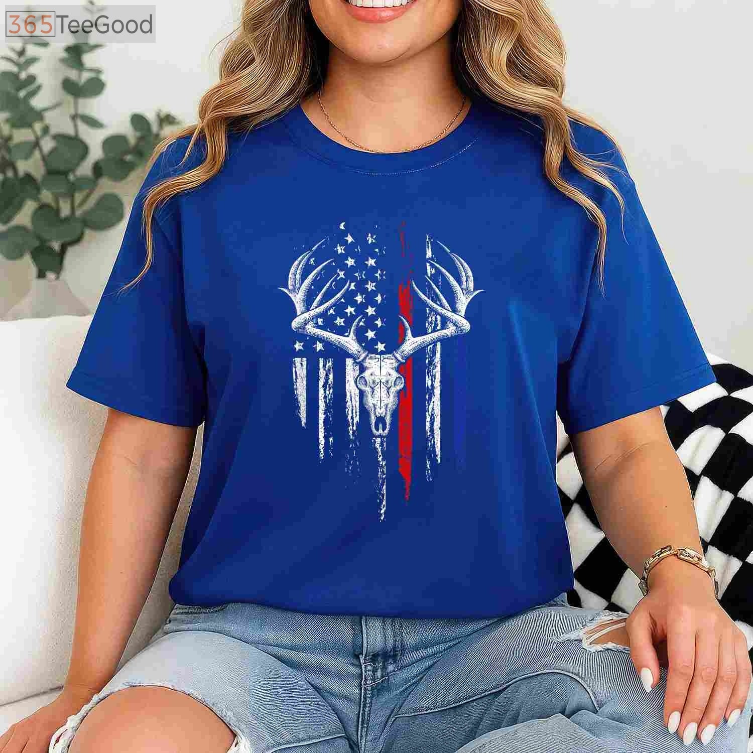 American Flag Bowhunting Shirt, Whitetail Deer Hunter Archery Lover Gift Tee